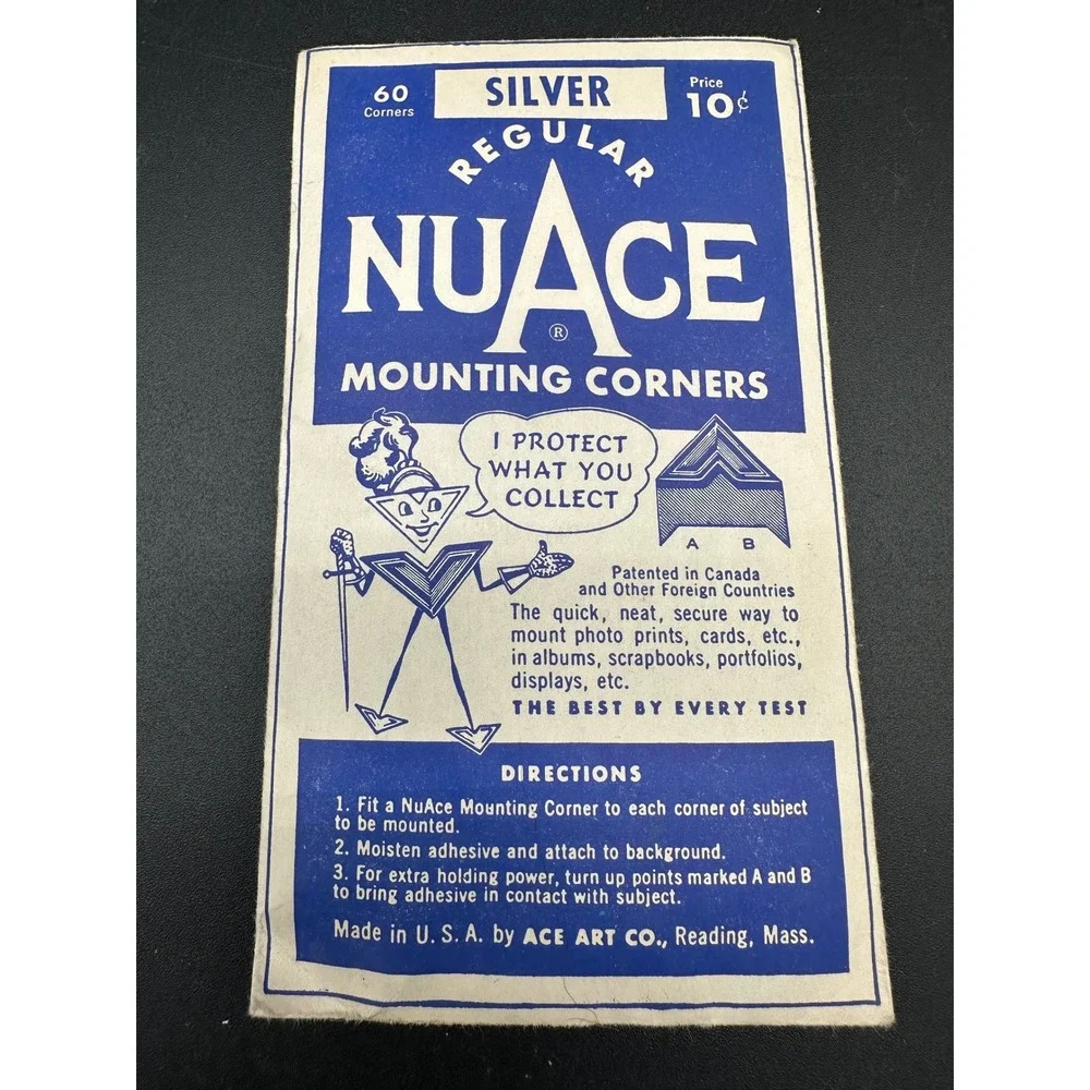 Vintage NuAce Regular Mounting Corners Silver Ace‎ Art Co Made in USA Retro 10c